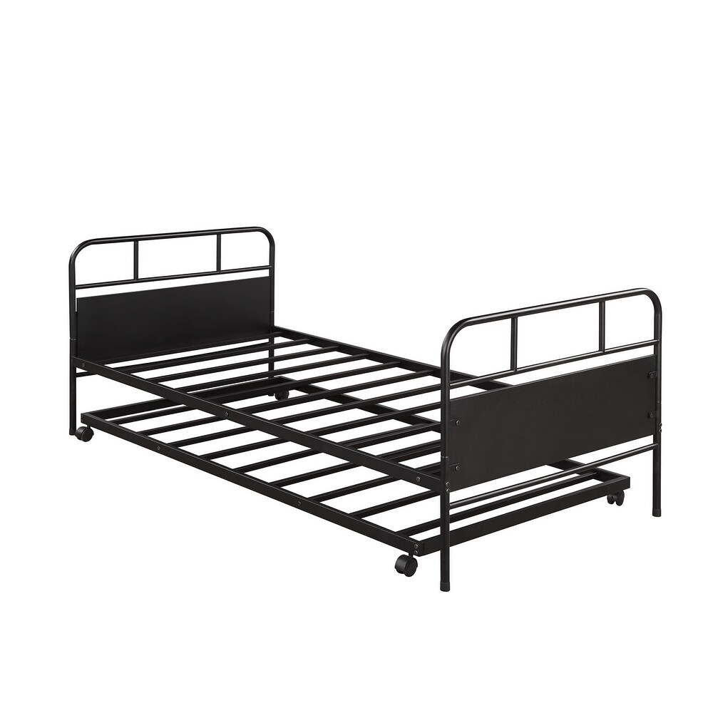 Metal Daybed Platform Bed Frame with Trundle