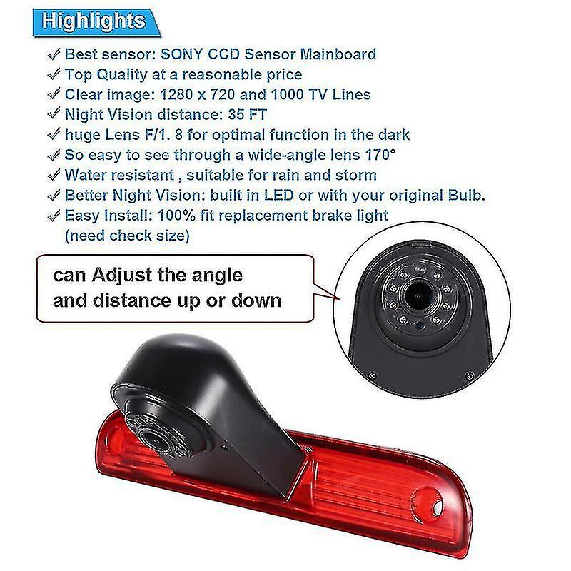 Car High Brake Light Reversing Camera Rear View Camera For Ducato X250 X290 Boxter
