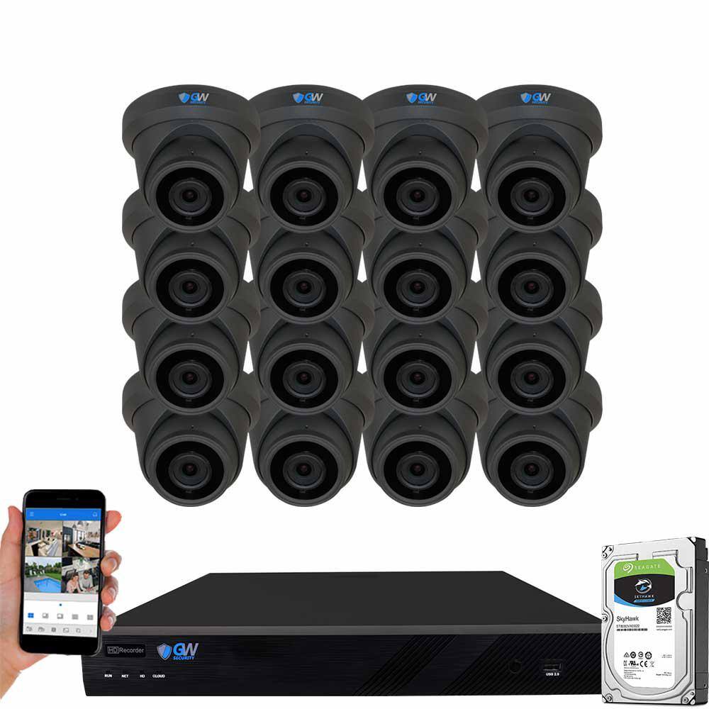 GW Security 16-Channel 8MP 4TB NVR Security Camera System 16 Wired Turret Cameras 2.8mm Fixed Lens HumanVehicle Detection Mic GW7078MIC16-4T