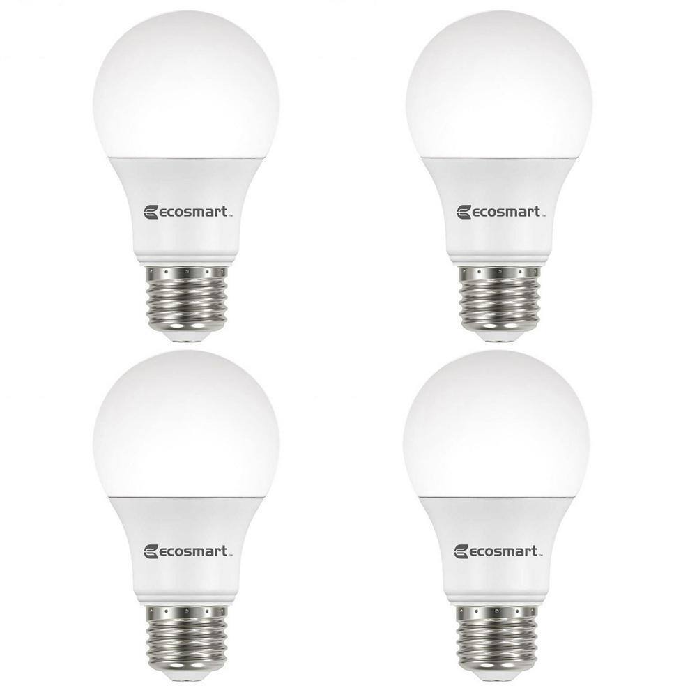 EcoSmart 60-Watt Equivalent A19 Non-Dimmable CEC LED Light Bulb Soft White (4-Pack) A9A19A60WT2044