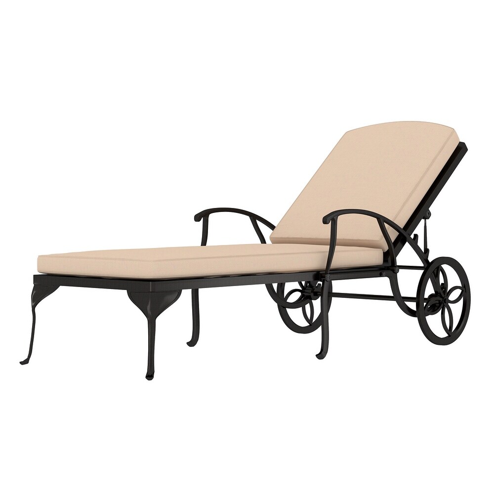 Clihome Antique Bronze Aluminum Reclining Outdoor Chaise Lounge