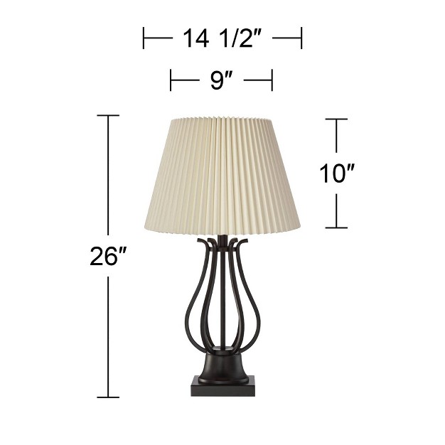 High Bronze With Ac Power Outlet Ivory Pleat Shade For Bedroom Living Room Bedside Office Desk