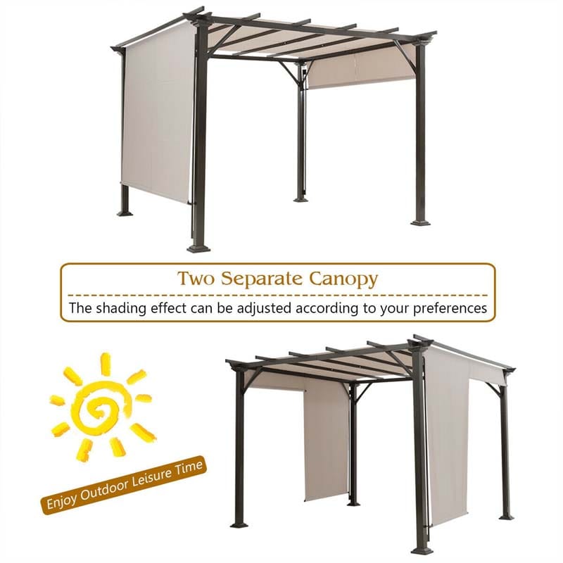 10 x 10 FT Metal Pergola with Retractable Canopy Outdoor Patio Pergola Gazebo Sun Shelter