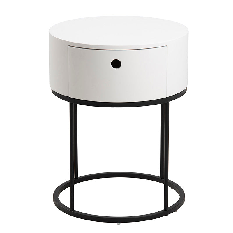 POLON Bedside Table 40cm - White & Black