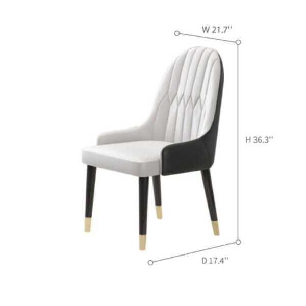 Zedek Modern Leather Dining Chairs with Solid Wooden Legs(Set of 2)