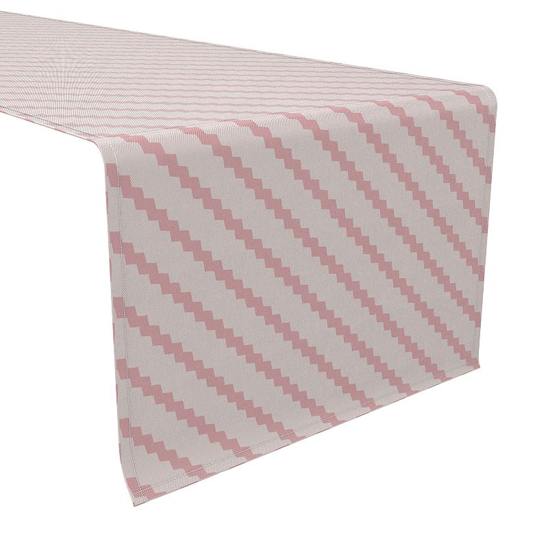 Table Runner， 100% Cotton， 16x72， Pink Abstract Stripe