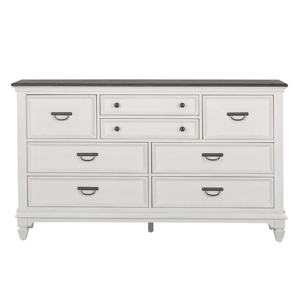 Copper Grove Allyson Park Wirebrushed White Charcoal Dresser and Mirror - - 25673984