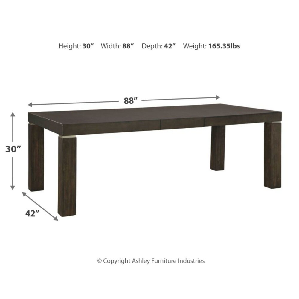 Hyndell Rectangular Dining Room Extention Table   Brown   42\