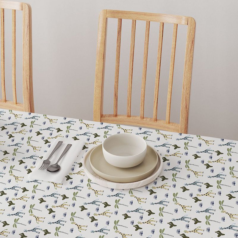 Square Tablecloth， 100% Polyester， 54x54， Giraffe Wild Life