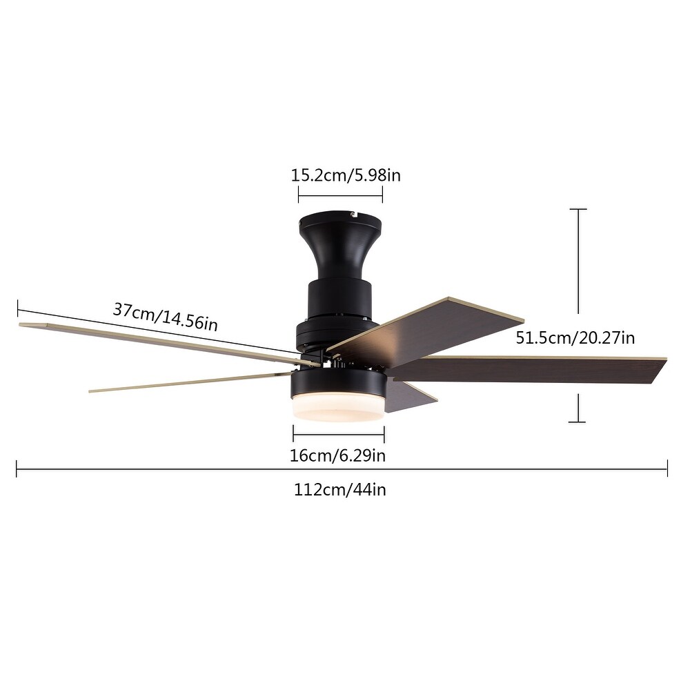 44'' Contemporary Wooden Reversible LED Ceiling Fan with Remote