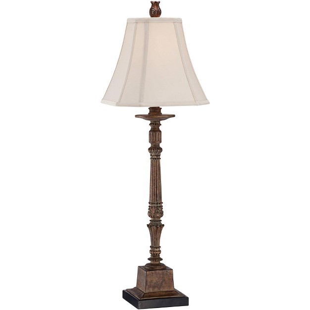 Tall Large Traditional End Table Lamp Brown Single Beige Shade Console Living Room Bedroom Bedside Nightstand House