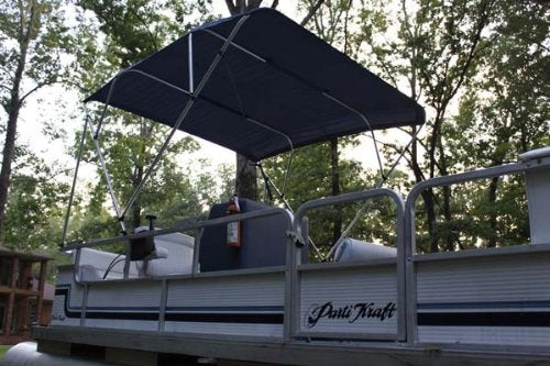 New Navy Blue Vortex 4 Bow Bimini Top 8' Long， 73-84