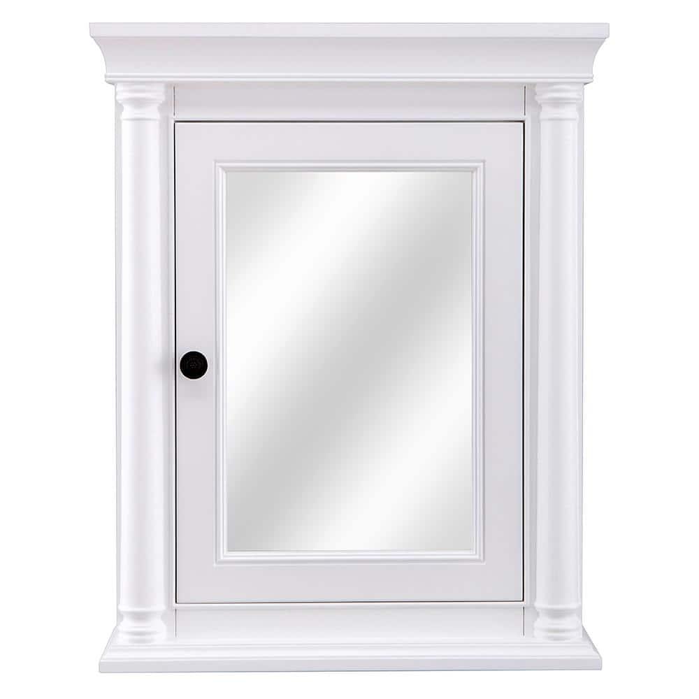 Home Decorators Collection Strousse 24 in W x 30 in H Surface Mount Mirrored Medicine Cabinet in White