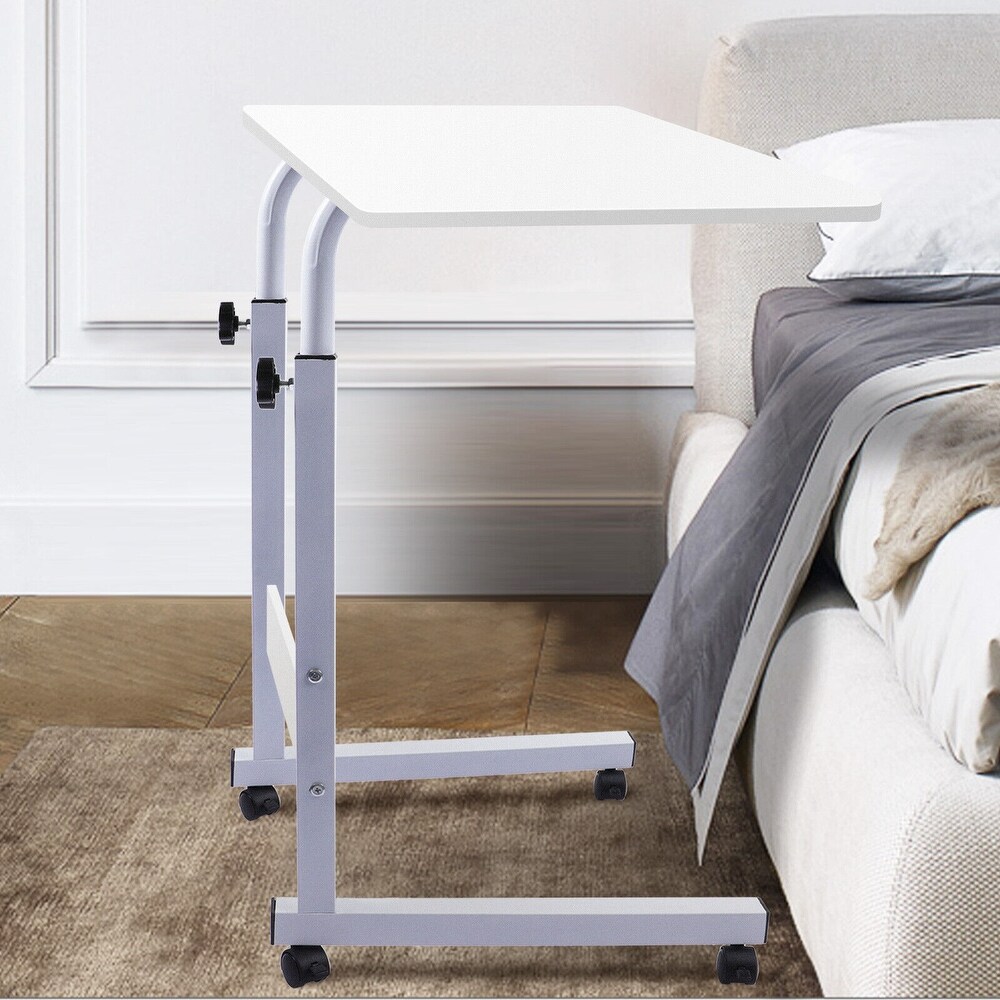 Adjustable Height C Shaped End Table Mobile Laptop Desk Rolling Stand   23.6\