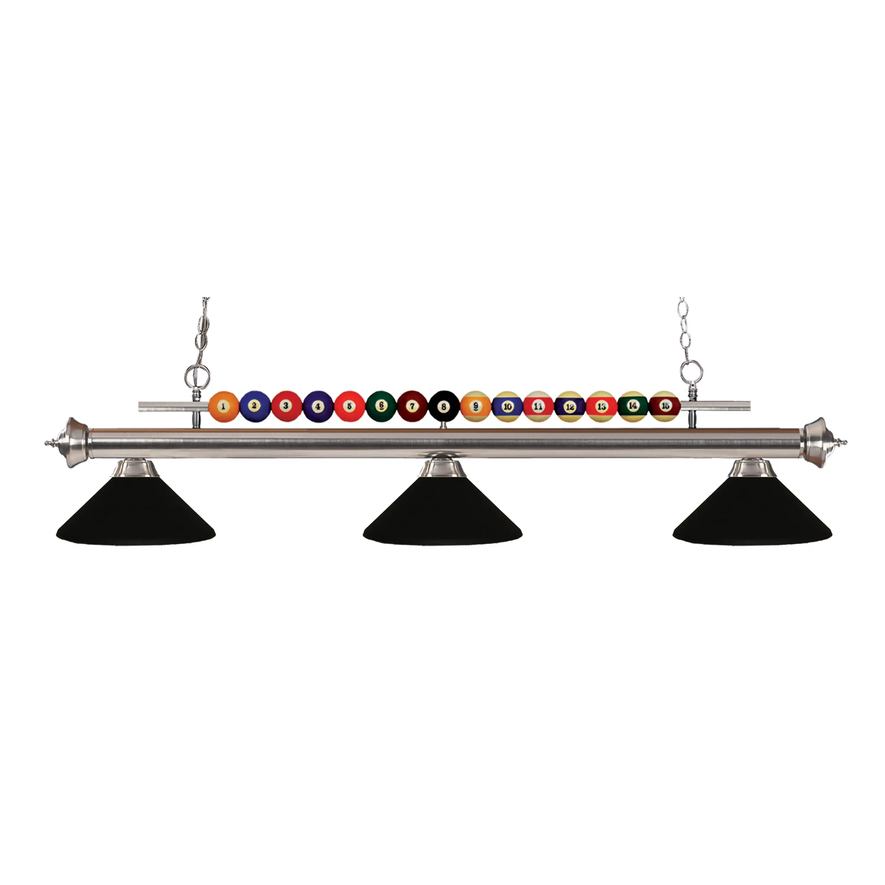 Avery Home Lighting Shark 3-light Island/Billiard Matte Black-finished Light - Black - Brushed Nickel