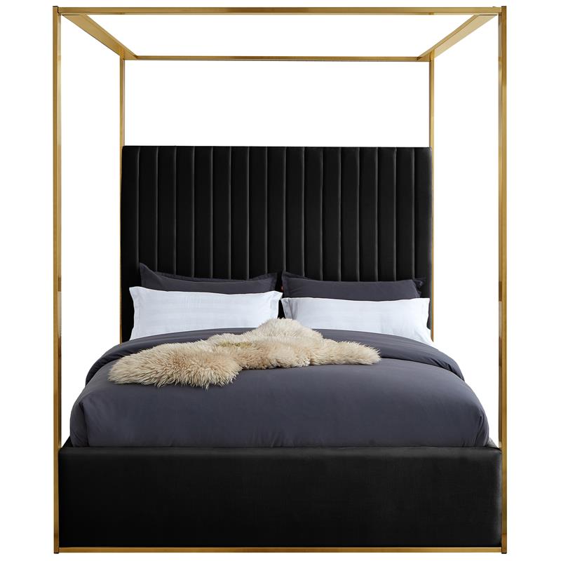 Meridian Furniture Jones Black Velvet Queen Bed