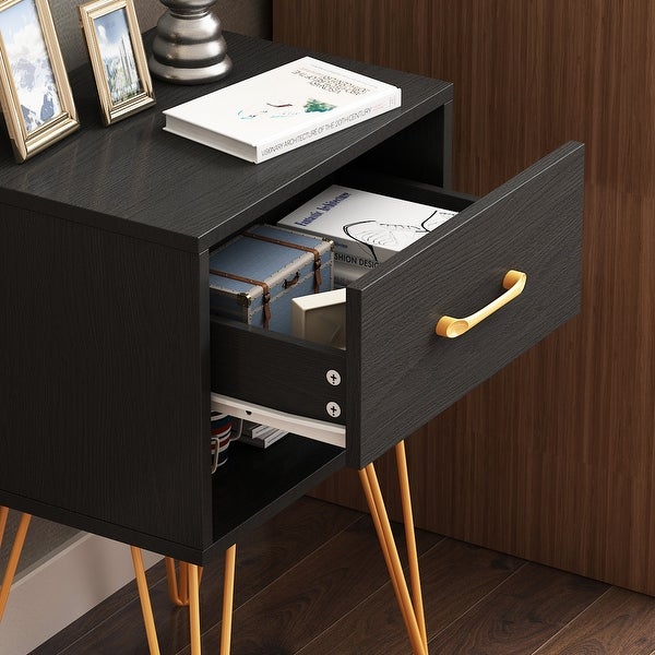 Nightstands ， Bedside Table Side Table with Drawer Shelf Industrial - - 35665294