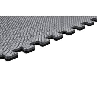 Norsk BlackGray 24 in. x 24 in. x 0.51 in. Foam Interlocking Reversible Floor Mat (6-Pack) 240651