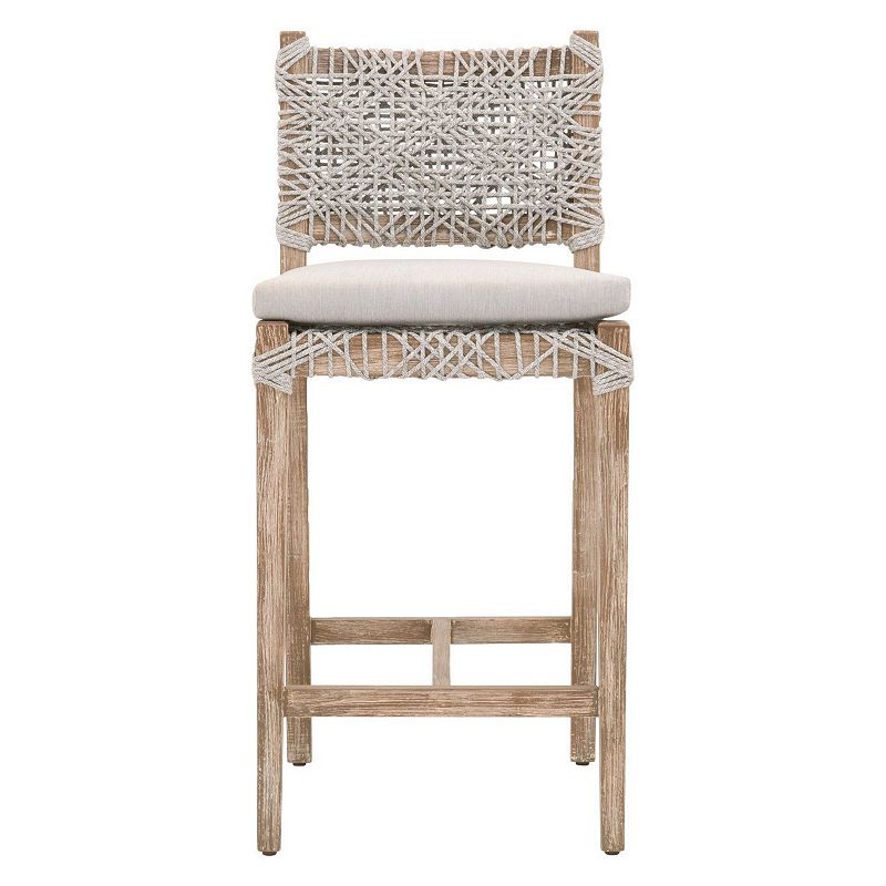 Interwined Rope Design Counter Stool with Removable Seat Cushion， Gray