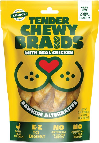 Lennox Tender Braids with Chicken Dog Treats， 4 count