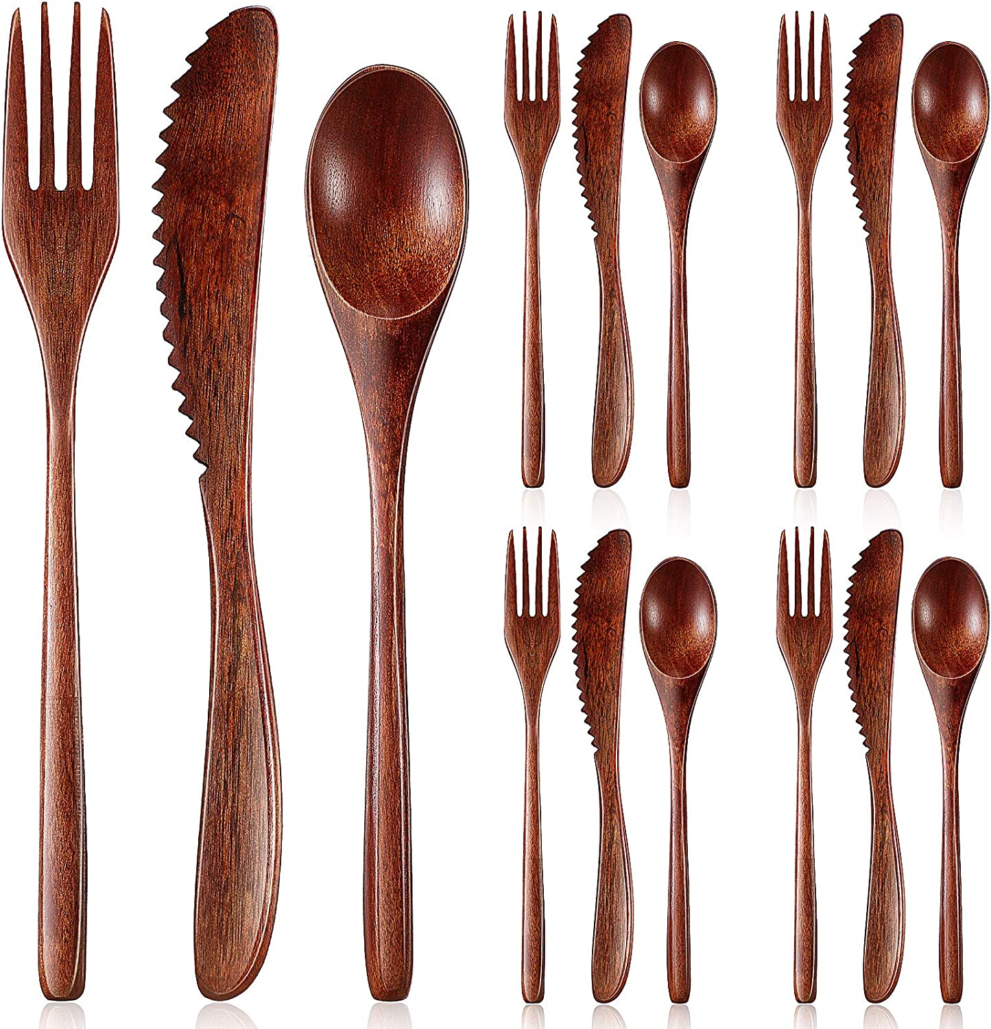 Wooden spoon fork knife cutlery set