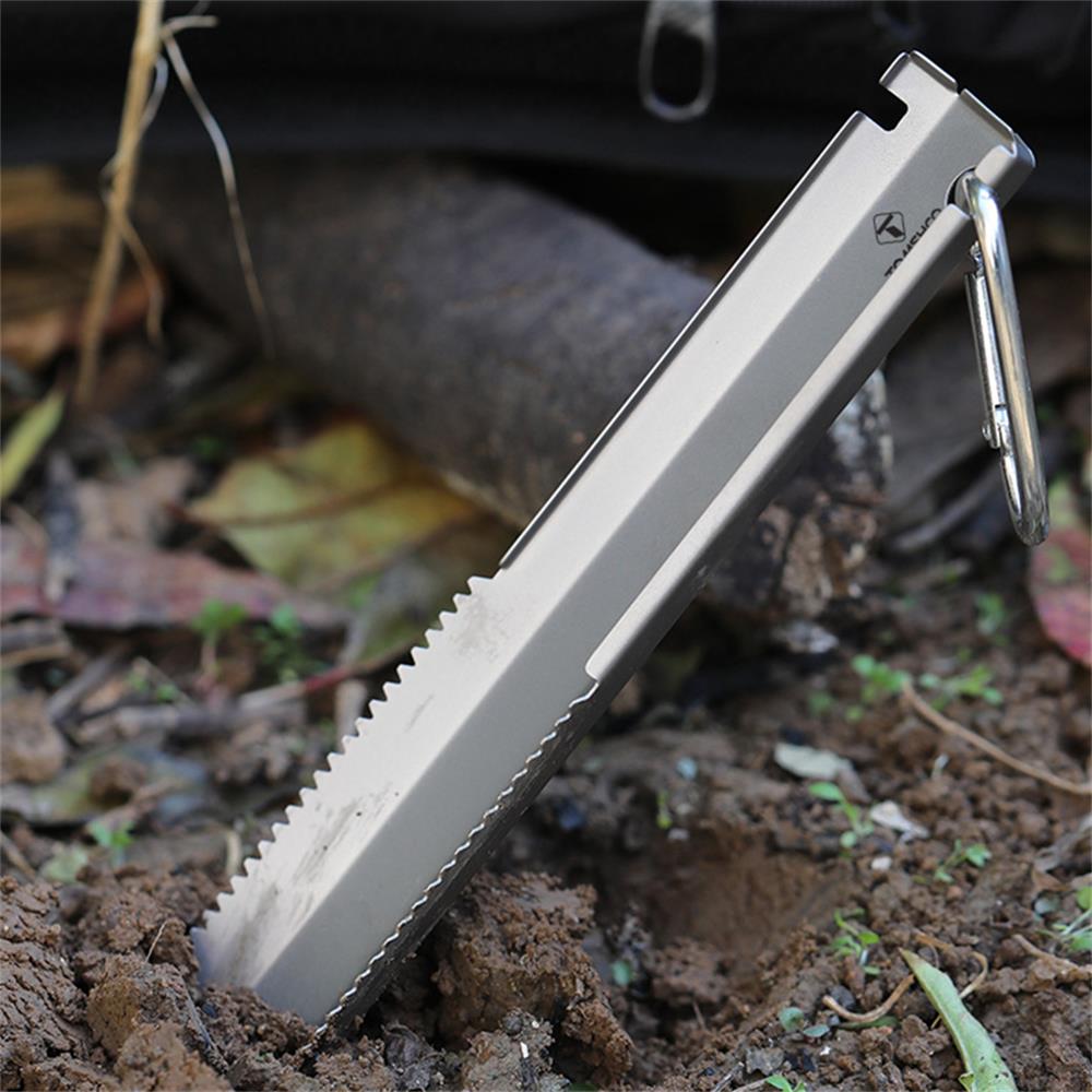 Tomfoto  Titanium Garden Hand Serrated Shovel Outdoor Camping Hiking Backpacking Trowel with Clip