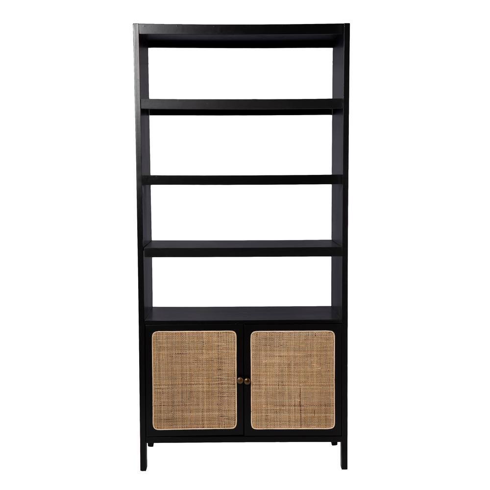 SEI FURNITURE Carondale 74 in. Wide Black 4-shelves Standard Bookcase HD109619