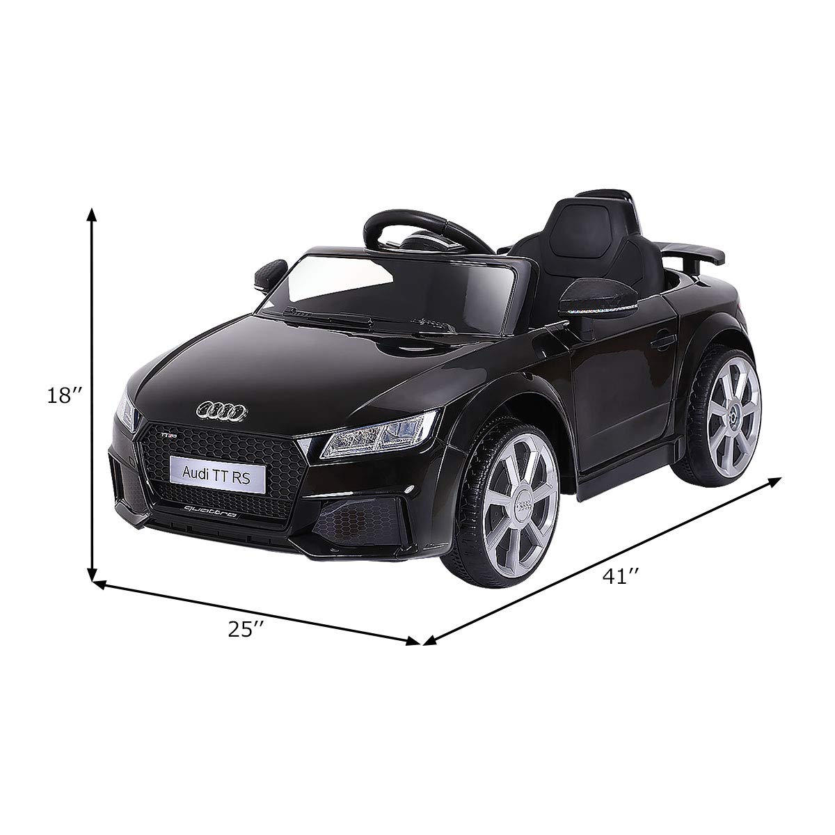 Costzon Kids Ride On Car, 12V Licensed Audi TT RS, Remote Control Manual Two Modes Operation, MP3 Lights (Deluxe Black)