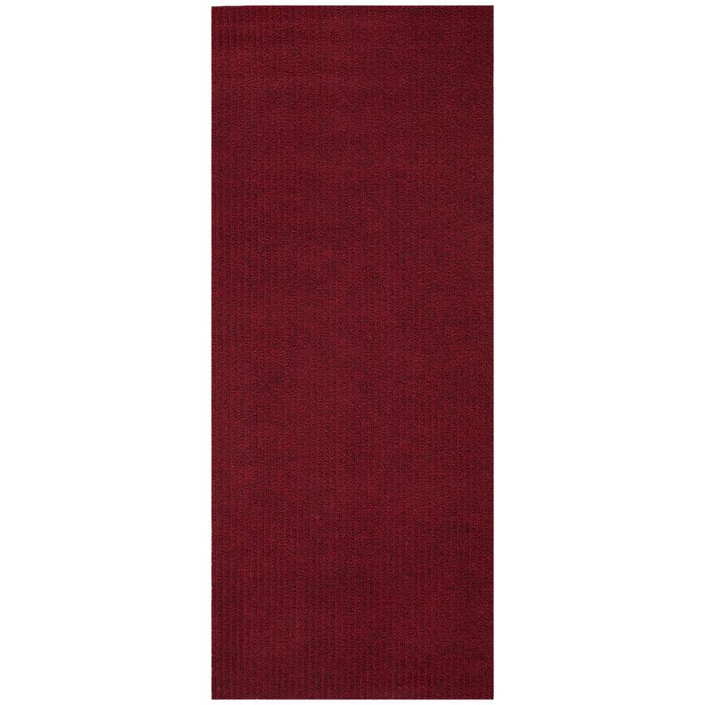 Ottomanson Scrabe Rib Waterproof Non-Slip Rubber Back Runner Rug 2 ft. W x 7 ft. L Red Polypropylene Garage Flooring SRT700-2X7