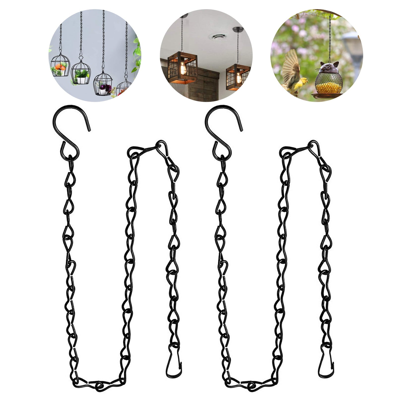 2pcs 35 Inch Hanging Chains, EEEkit Garden Hanging Chain with Hooks for Bird Feeders, Decorative Ornaments, Planters, Billboards, Lanterns, Wind Chimes, and Decorative Ornaments, Holds up to 24lbs