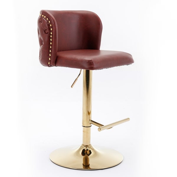 Swivel Barstools Adjusatble Seat Height， Modern PU Upholstered Bar Stools with The Whole Back Tufted