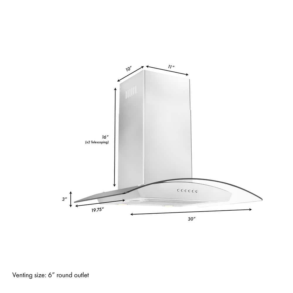 ZLINE Kitchen and Bath ZLINE 30  Alpine Series Convertible Wall Mount Range Hood in Stainless Steel