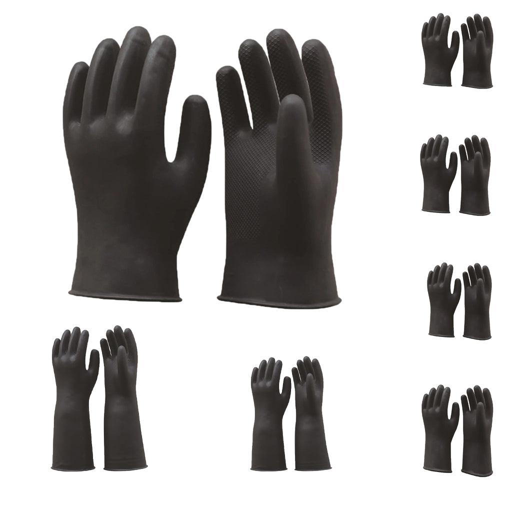 Long Industrial Rubber Latex Gloves Work Gardening Gloves Black 31cm