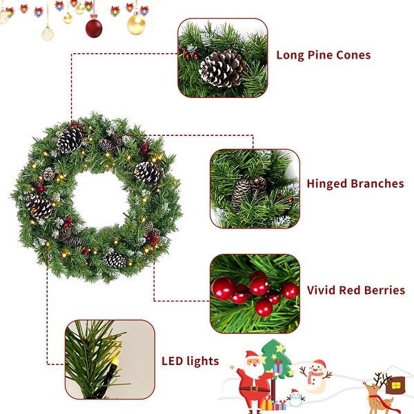 Prelit Xmas Tree Artificial Christmas 4Piece Set，Garland，Wreath and Set of 2 Entrance Trees Xmas with LED Lights