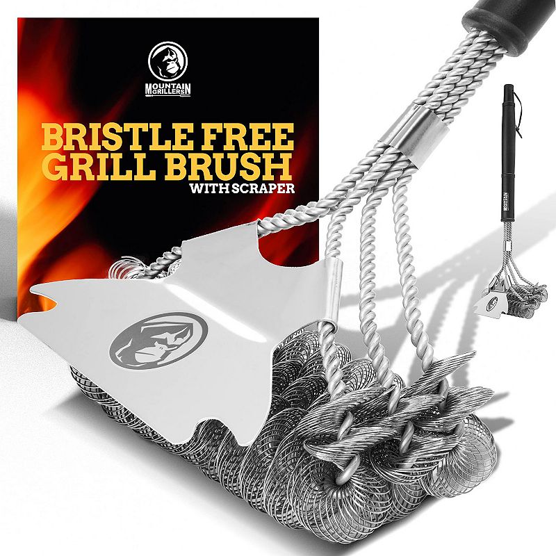 Grill Brush with Sharp Scraper Prevent Flare Ups That Perfect Checkerboard Steak Easily Cleans Metal Grills， Porcelain Grates Without Damage.