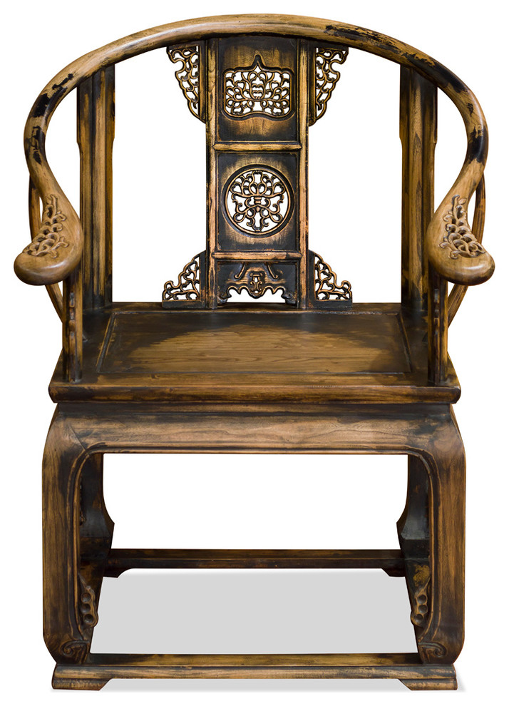 Distressed Elmwood Ming Imperial Palace Arm Chair   Asian   Armchairs And Accent Chairs   by China Furniture and Arts  Houzz