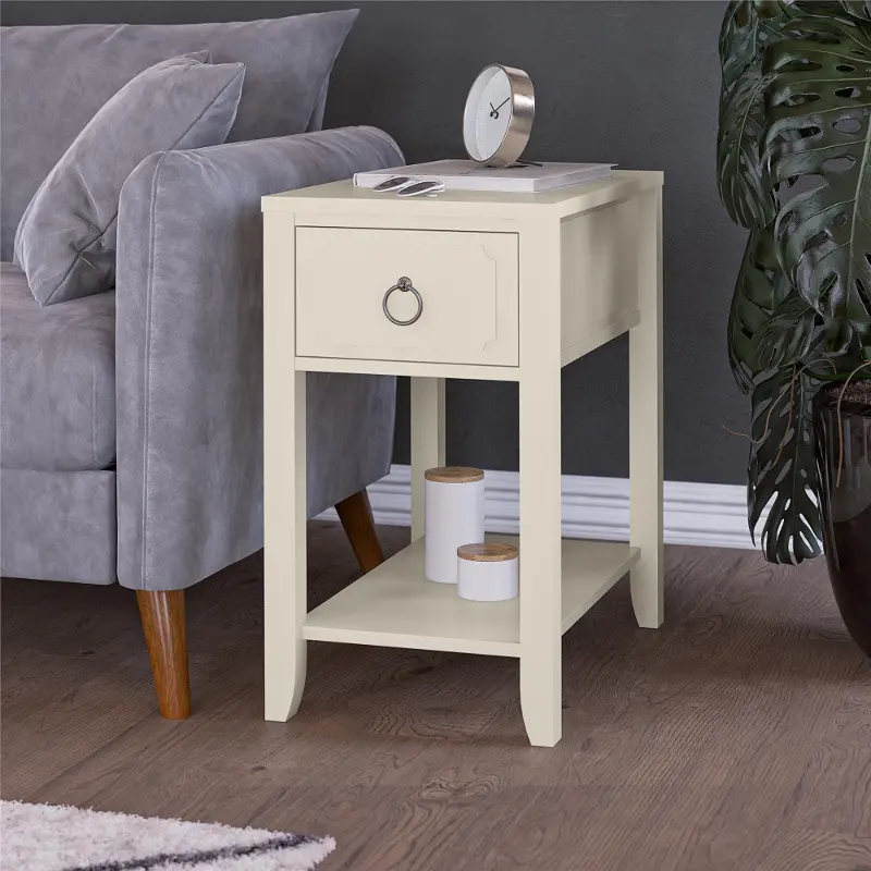 Majesty White Narrow Side Table