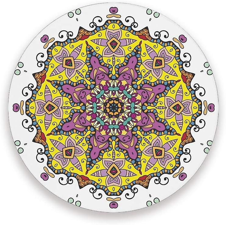 Printed Round Mandala Floral Decoration Ceramic Coasters With Cork-backed For Coffee Drink Cup Mat Absorbent Stone Coaster Set Of 1/2/4