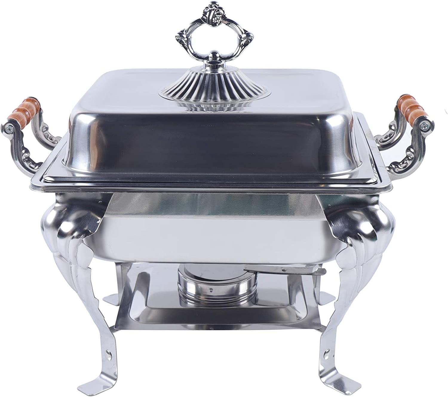 Miumaeov Stainless Steel Chafing Dish Buffet Set， Rectangular Food Insulation with Lid Silver， Food Warmer with Fuel Holder， Warming Container for Buffet Dining Party Wedding Banquet