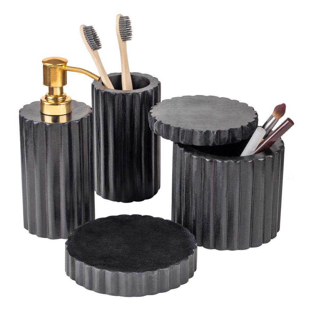 GAURI KOHLI Roksana 4-Piece Black Marble Bath Accessories Set GK51103