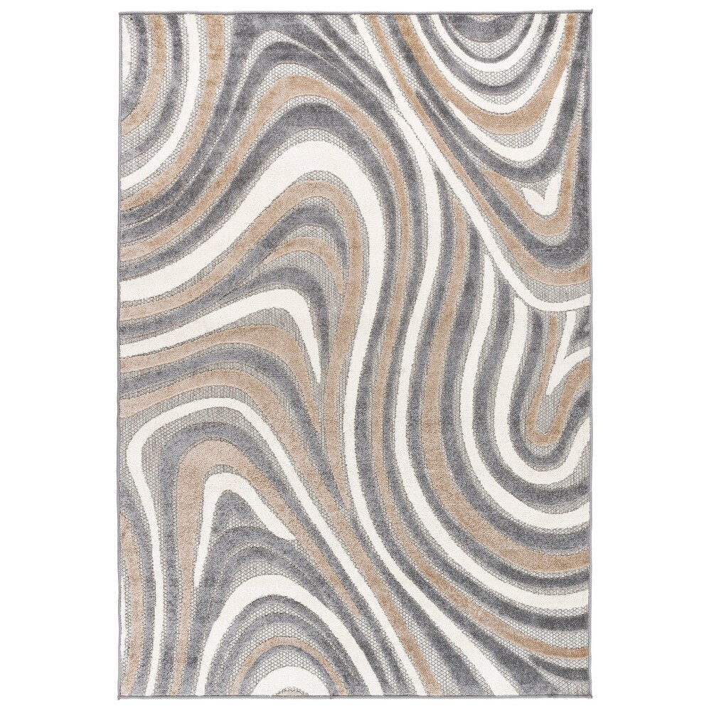 World Rug Gallery Modern Waves Indoor/Outdoor Area Rug