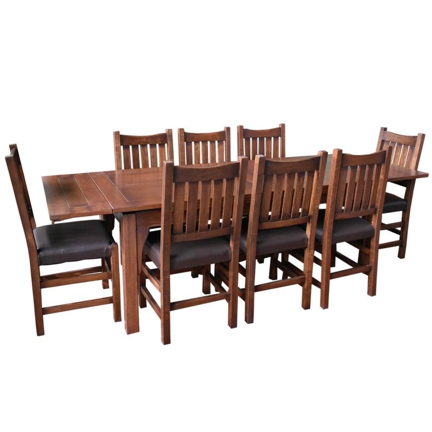 Mission Style Oak Stow Leaf Dining Table (2 Colors Available)