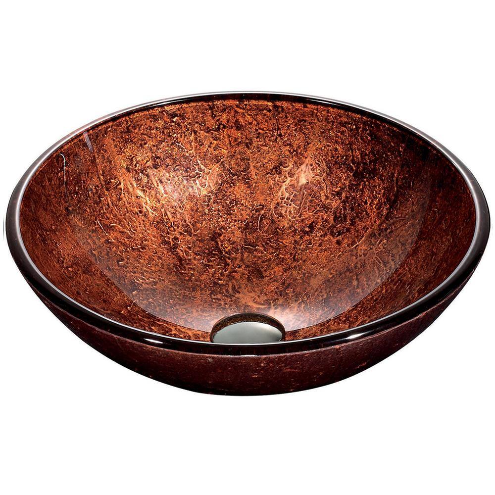 VIGO Giovanni Copper Glass 17 in. L x 17 in. W x 6 in. H Round Vessel Bathroom Sink VG07028