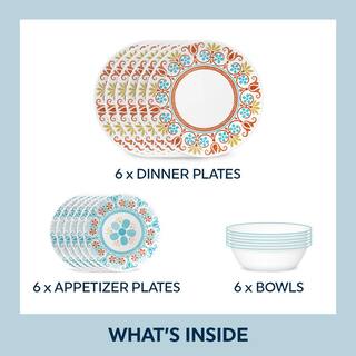 Corelle Terrocata Dream 18-Piece Set Includes 6 each Dinner Plates Lunch Plates and Bowls 1144867