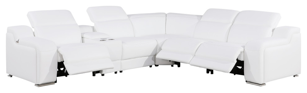 Marco 6 Piece  3 Power Reclining Italian Leather Sectional   Modern   Sectional Sofas   by Luxuriant Furniture  Houzz