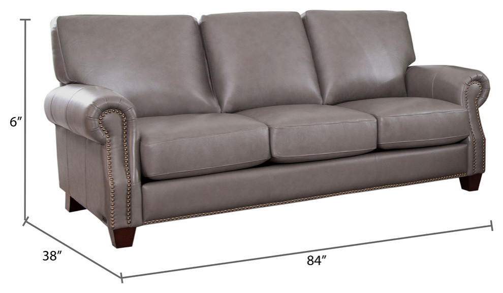 Landon Gray Leather Sofa  Gray   Transitional   Sofas   by Abbyson Living  Houzz