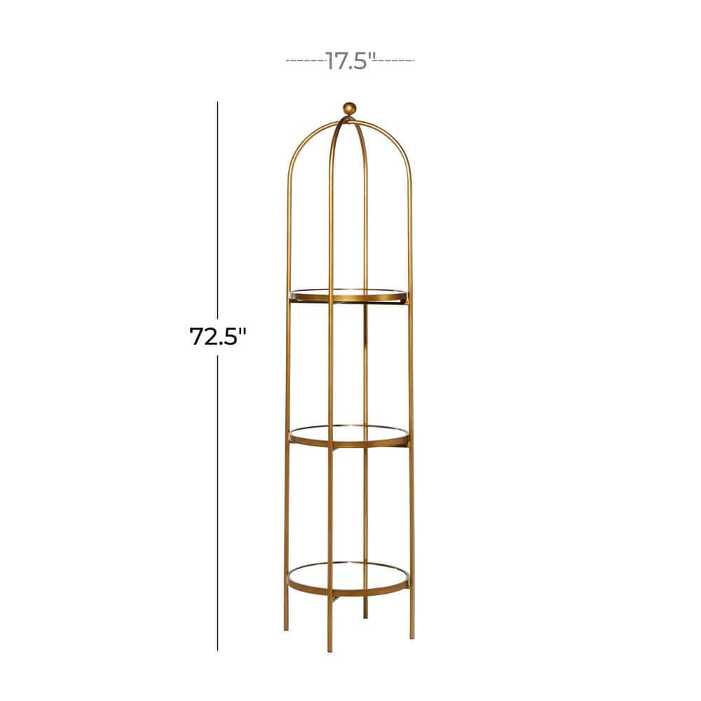 Litton Lane 73 in. x 18 in. Gold Metal Glam Wall Shelf 43307