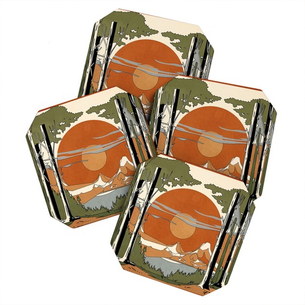 Nadja Wild Abstract Landscape 2 Coaster Set Deny Designs