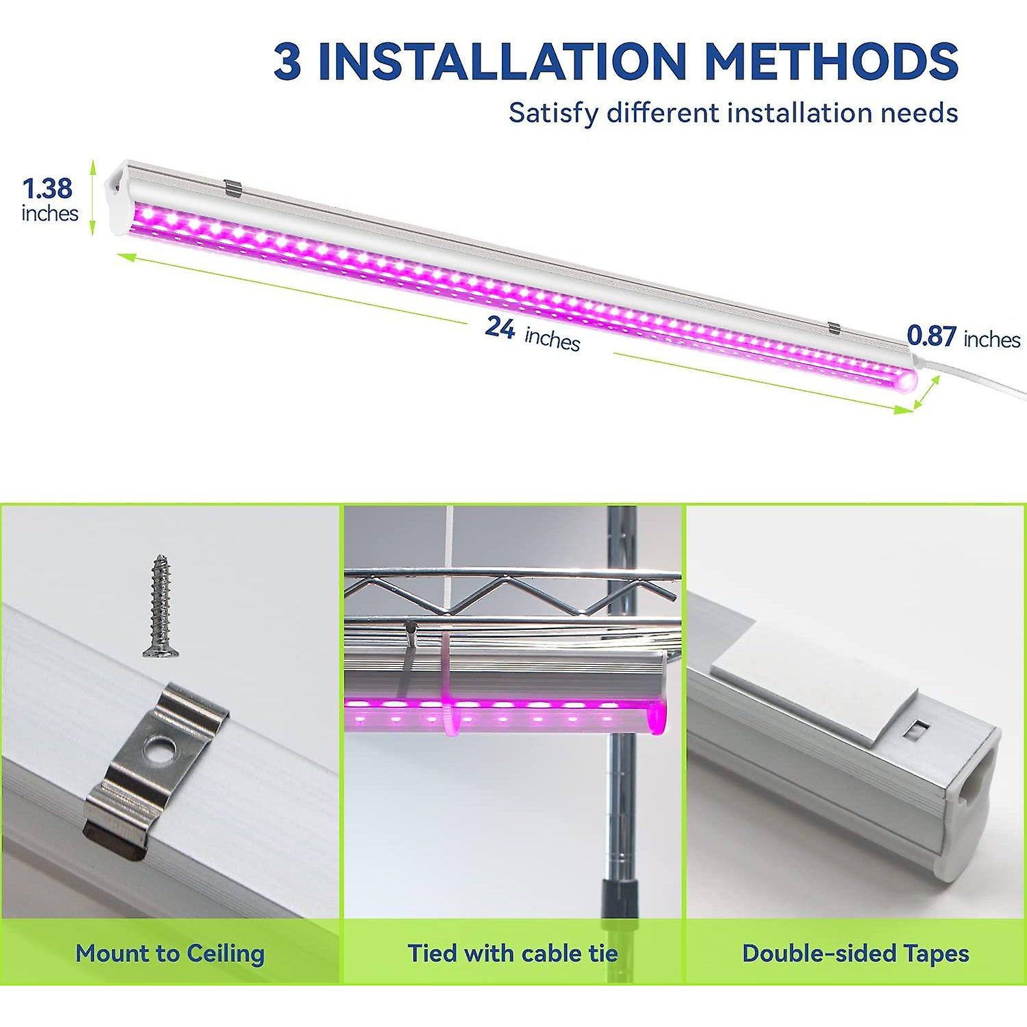 [6 pack] Led Grow Light Strips For Plants 2ft， 60w (6 X 10w) T5 High Output Integrated Fixture Extendable 24 Inches Grow Lights For Greenhouse， Plant