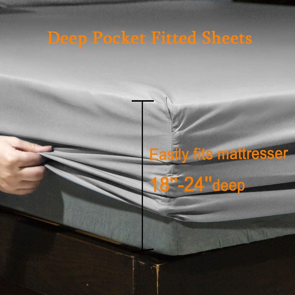 Super Soft 1800 Thread Count Luxury Egyptian Wrinkle Hypoallergenic 6 pcs Bed Sheet Set